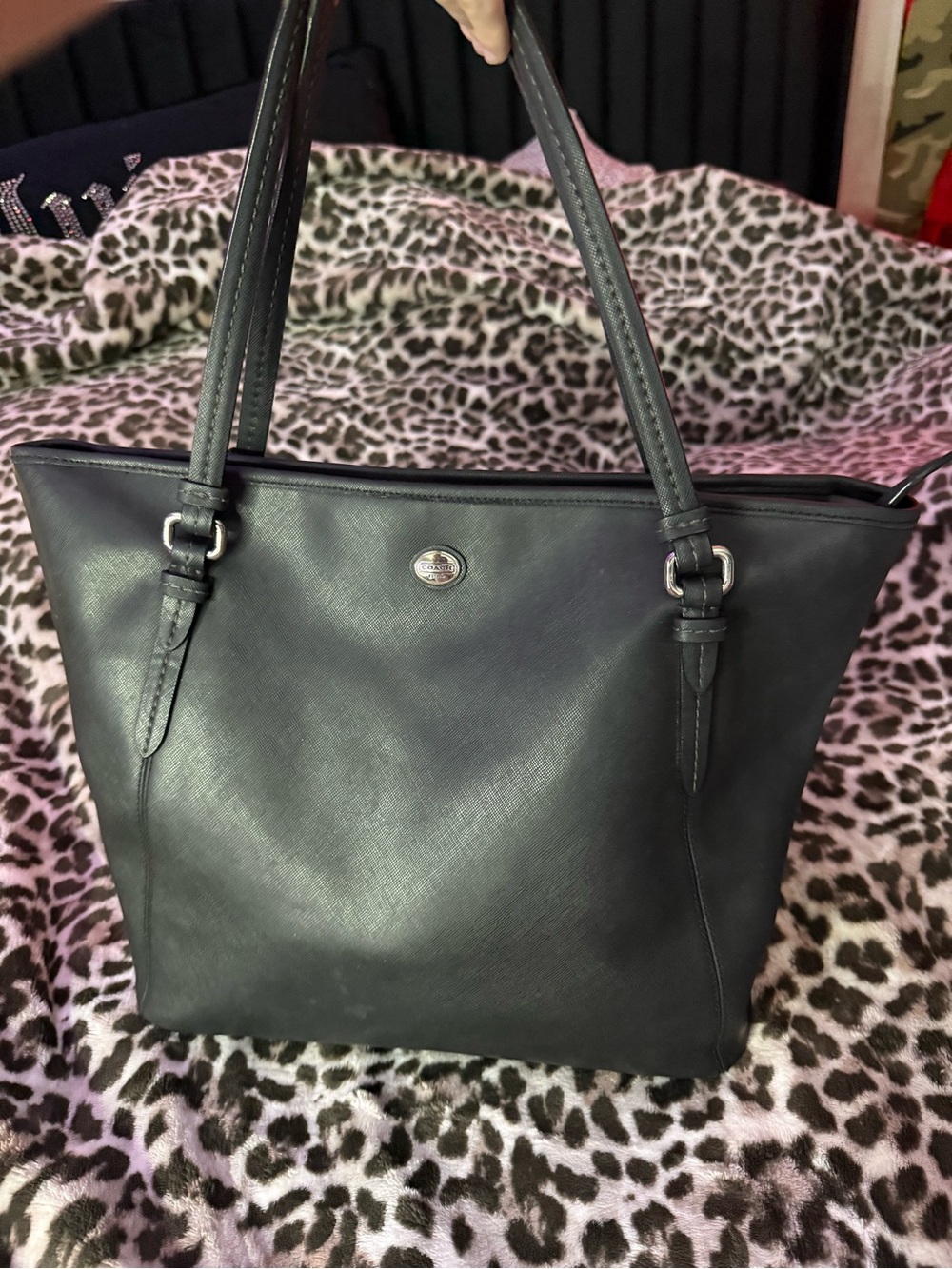 Coach leather saffiano Black Women's Tote Handbag. Read description.